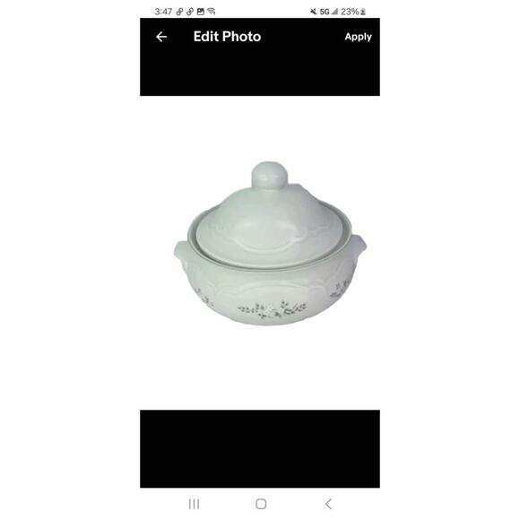 Pfaltzgraff HEIRLOOM Gray Stoneware White Floral 2 Qt Covered Casserole Bowl - Picture 1 of 6